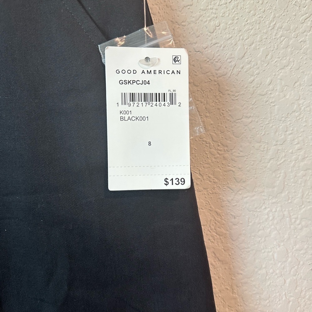 NWT Good American Black Woven High Rise Wide Leg Trouser Pants Size 8/29 - Picture 3 of 11